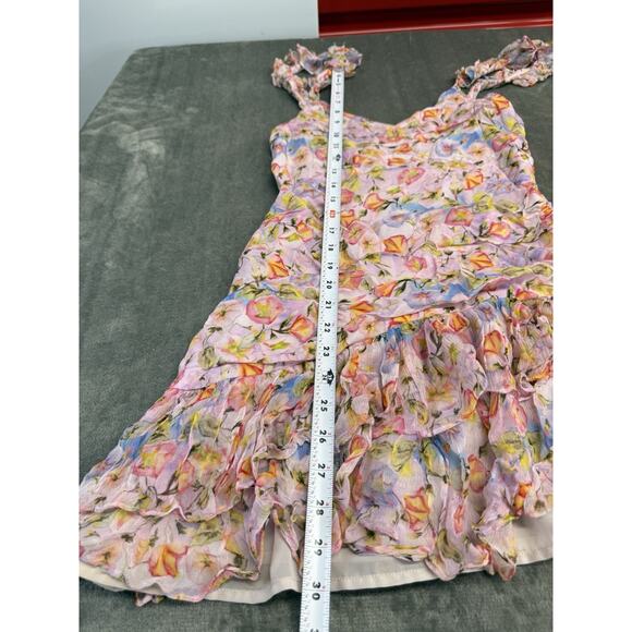 LoveShackFancy Desra Floral Ruffle Mini Dress 100% Viscose Lined Pink XS - Picture 12 of 14